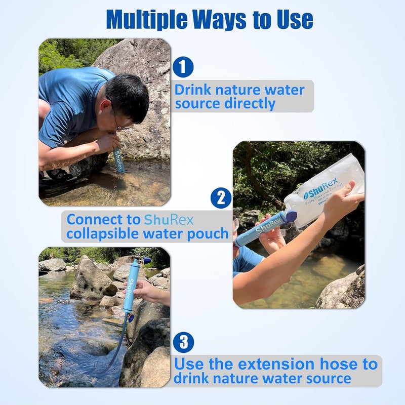 ShuRex Gravity Fed Water Filtration System with Adjustable Tree Strap, 1.5 Gal Large Gravity Bag with Filter Straw, Water Purifier Survival for Travel, Backpacking, and Emergency Preparedness (6L) - Image 5